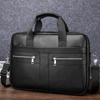 Portable luxury genuine cowhide business briefcase