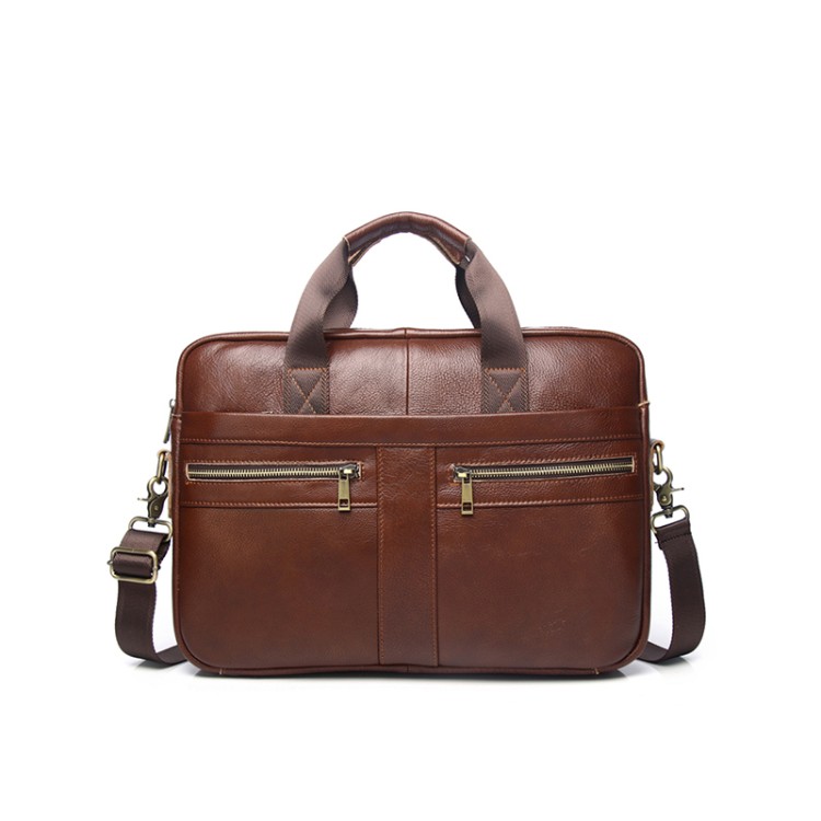 Portable luxury genuine cowhide business briefcase