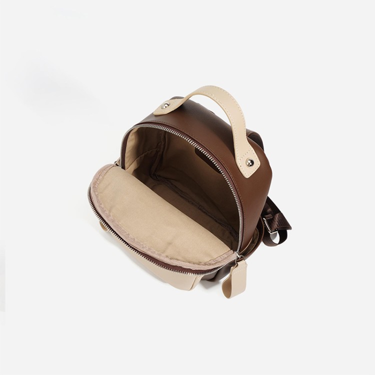 Lightweight and simple contrast leather backpack