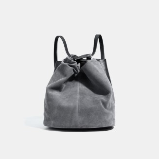 Soft suede large capacity bucket backpack