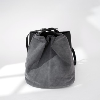 Soft suede large capacity bucket backpack
