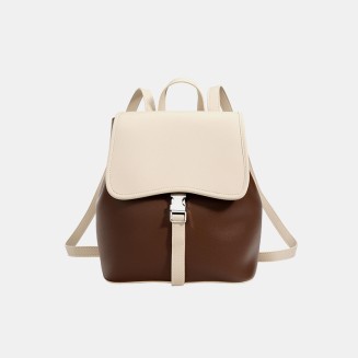 Luxe contrast color large capacity leather backpack