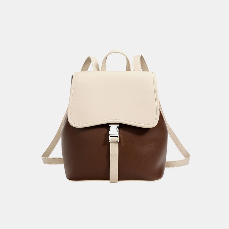 Luxe contrast color large capacity leather backpack