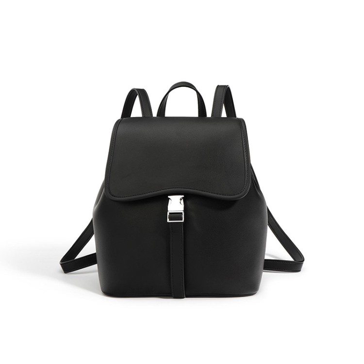 Luxe contrast color large capacity leather backpack