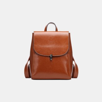 Simple and elegant smooth leather backpack