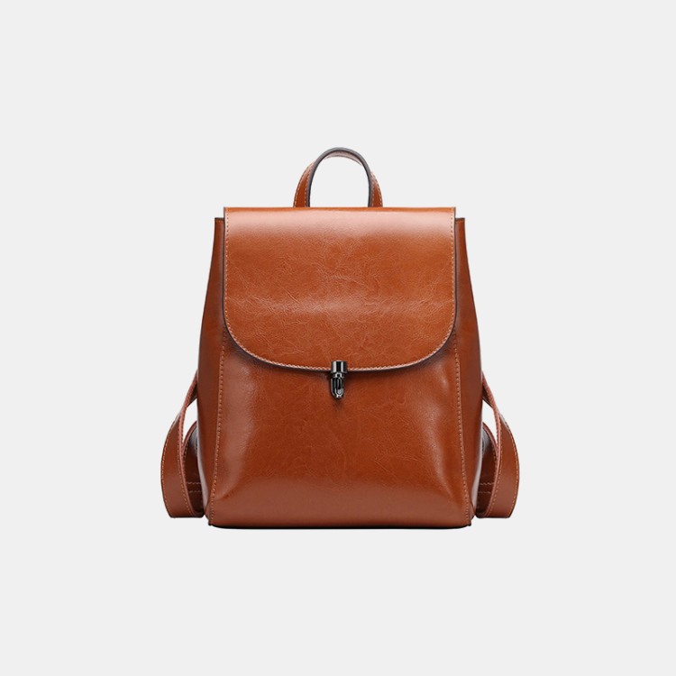Simple and elegant smooth leather backpack