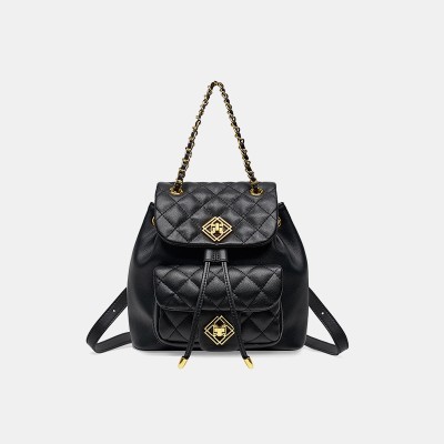 Lightweight luxury checkered leather backpack