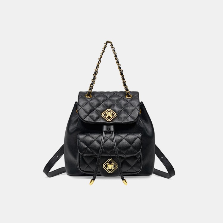 Lightweight luxury checkered leather backpack