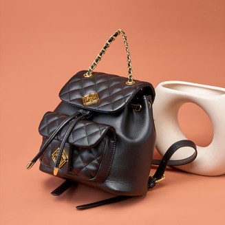 Lightweight luxury checkered leather backpack