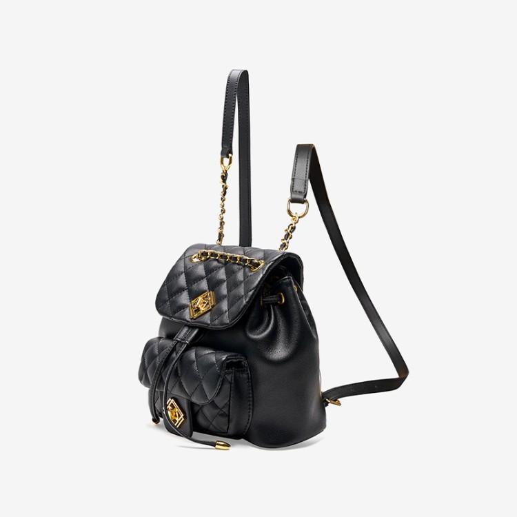 Lightweight luxury checkered leather backpack