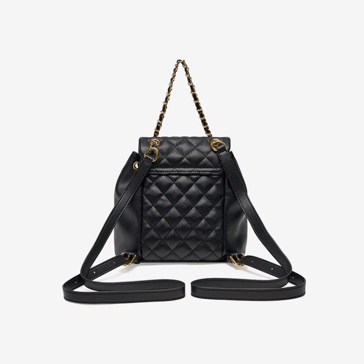 Lightweight luxury checkered leather backpack