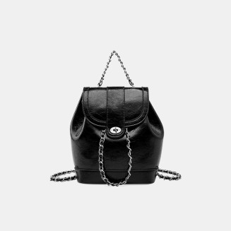 Small mini drawstring bucket flip backpack