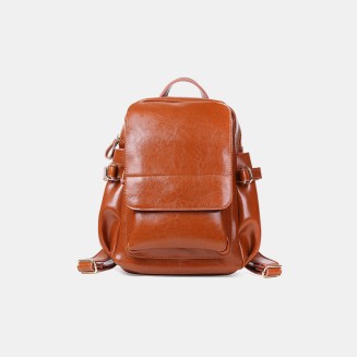 Vintage smooth water-resistant leather backpack