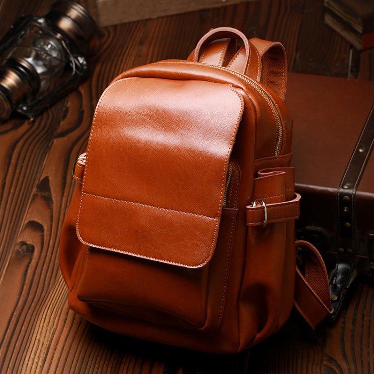 Vintage smooth water-resistant leather backpack