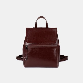 Classic simple waxed leather backpack