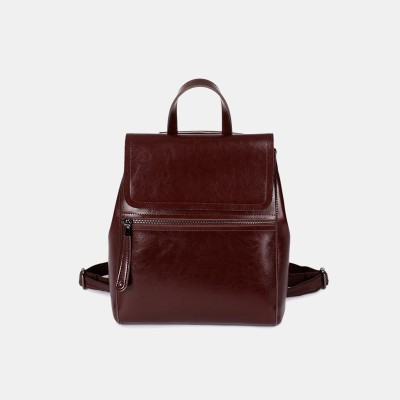 Classic simple waxed leather backpack