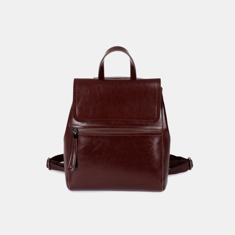 Classic simple waxed leather backpack