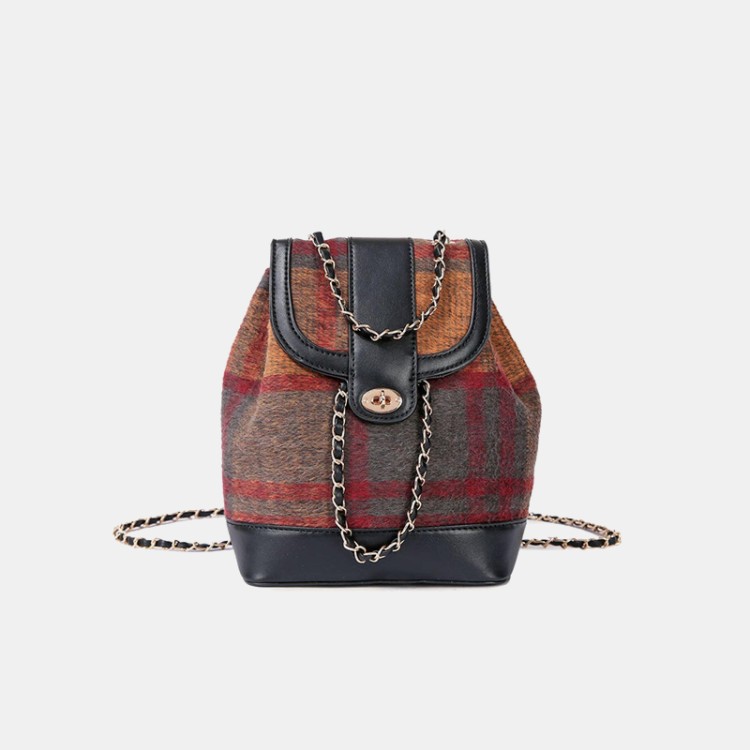 Vintage suede chain flap backpack