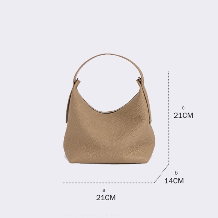 Half-moon shape soft pebbled leather handbag