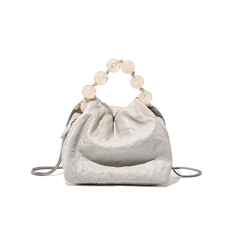 Vintage beaded satin leather handbag