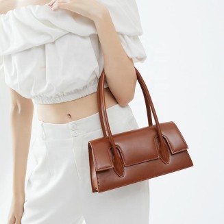 Minimalist waterproof leather flap handbag