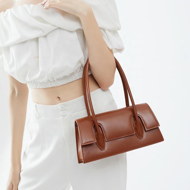 Minimalist waterproof leather flap handbag