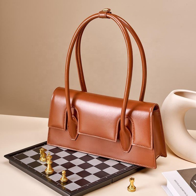 Minimalist waterproof leather flap handbag