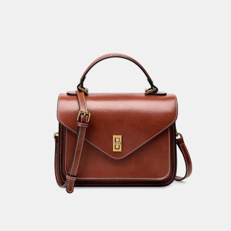 Luxurious smooth leather flap handbag