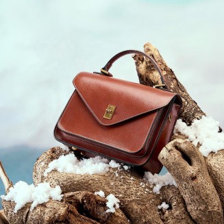 Luxurious smooth leather flap handbag