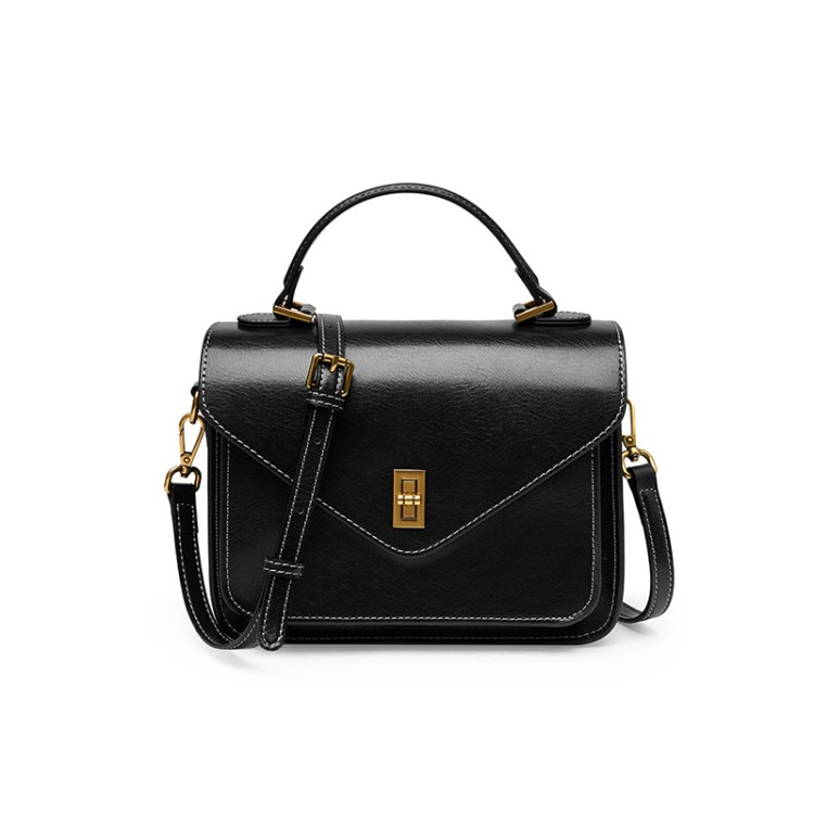 Luxurious smooth leather flap handbag
