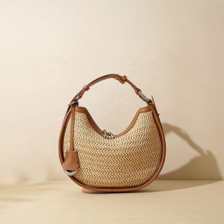 Simple large capacity woven women's handbag