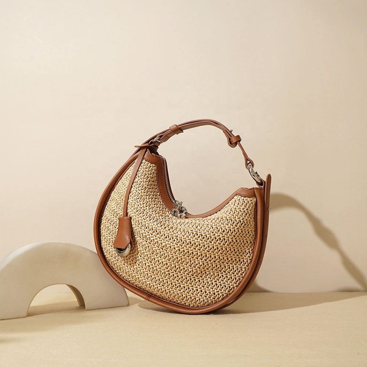 Simple large capacity woven women's handbag