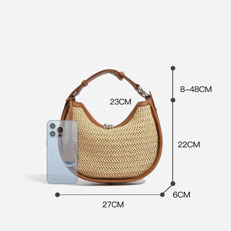 Simple large capacity woven women's handbag