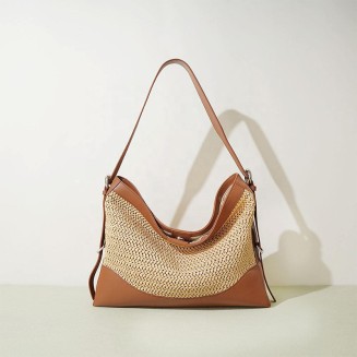 High quality vintage straw women's handbag