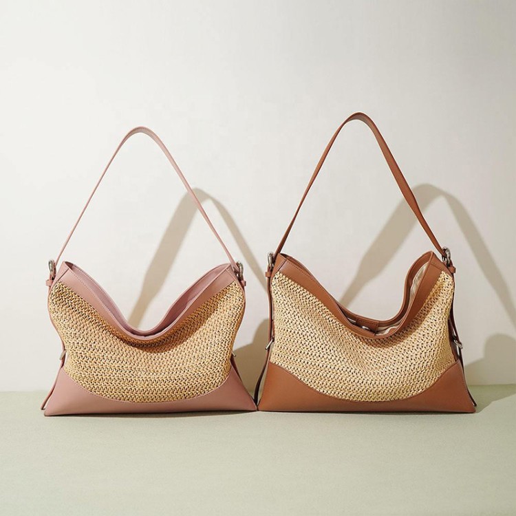 High quality vintage straw women's handbag