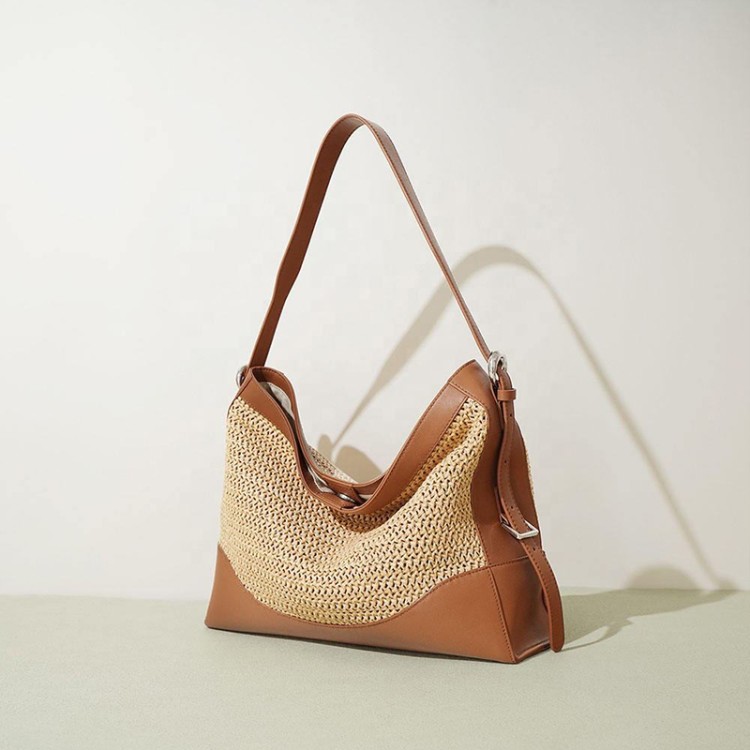 High quality vintage straw women's handbag