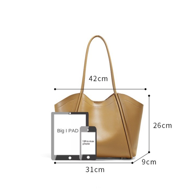 Smooth leather large capacity women's handbag