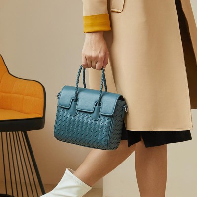 High quality braided leather women's handbag