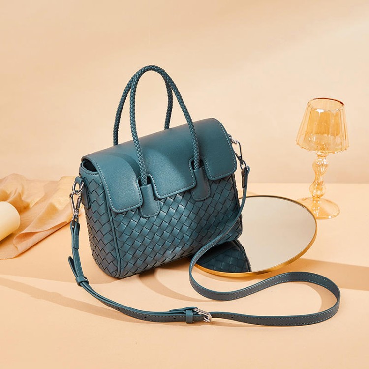 High quality braided leather women's handbag