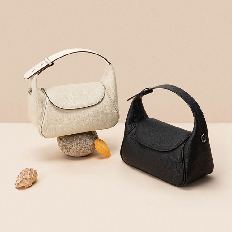 Pillow design full-grain leather women's handbag
