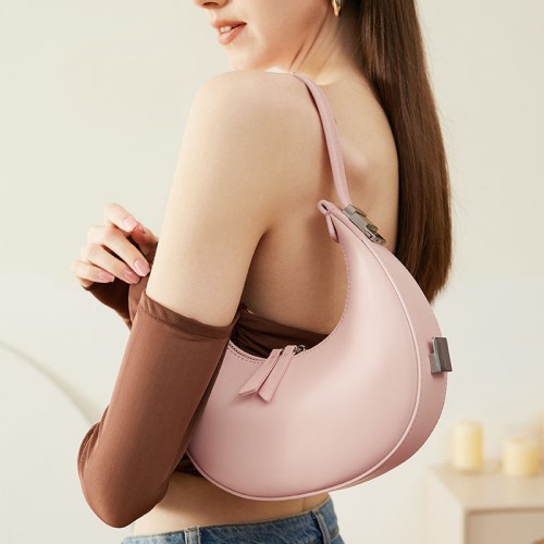 Half-moon trendy leather women's handbag