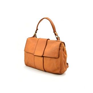 Brown leather flap women's handbag