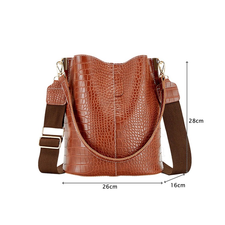 Crocodile pattern leather waterproof casual bag