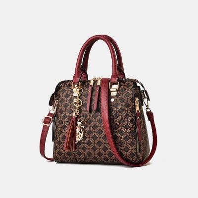 Fashion quilted plaid leather women's casual bag