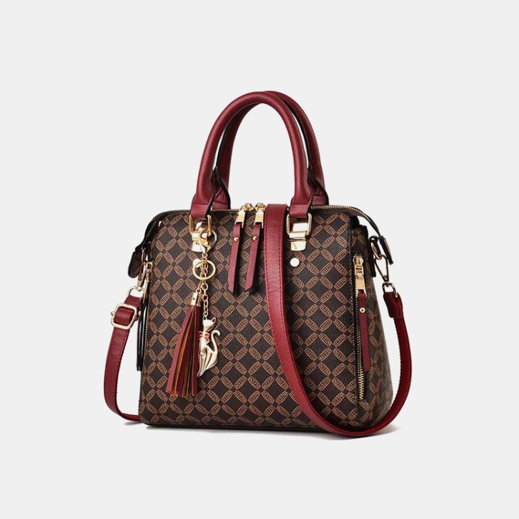 Fashion quilted plaid leather women's casual bag