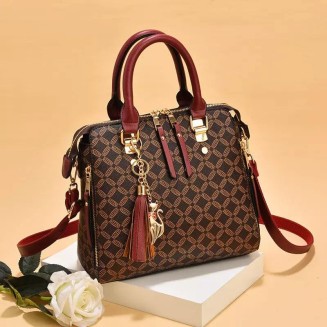 Fashion quilted plaid leather women's casual bag