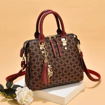 Fashion quilted plaid leather women's casual bag