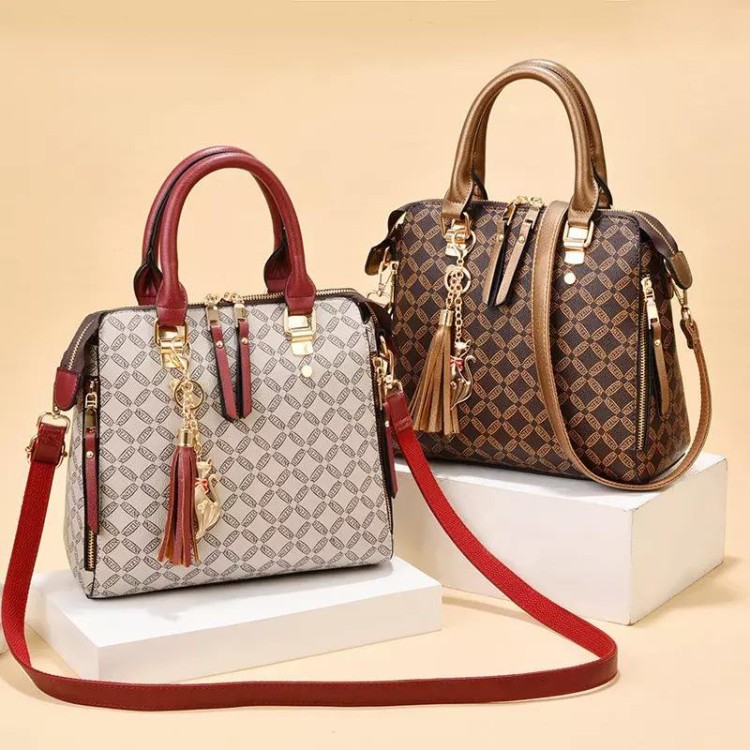 Fashion quilted plaid leather women's casual bag