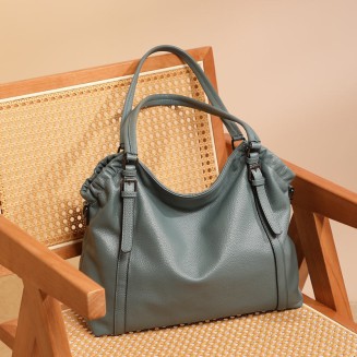Simple leather large capacity women's casual bag