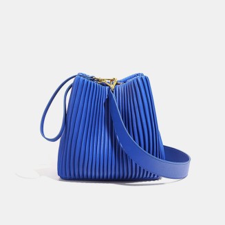 Women's large-capacity pleated leather shoulder bag
